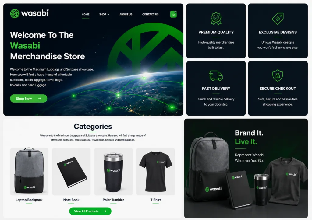 Wasabi Merchandise Store Outcome Mockup 2